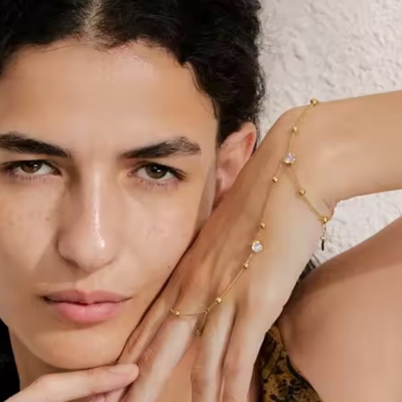 Anthropologie Jewelry - Hand Chain 18K Gold Plated Stainless Steel 
 Wrist Chain with Finger Fashion